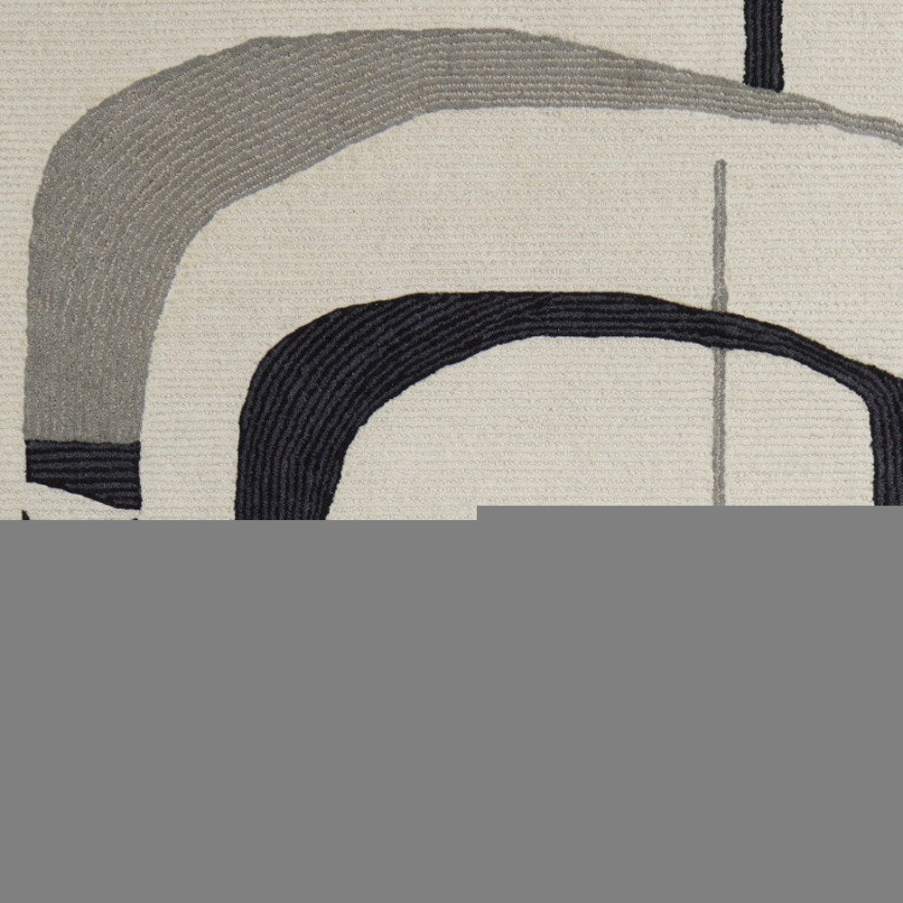 4' X 6' Gray and Ivory Wool Abstract Hand Tufted Area Rug
