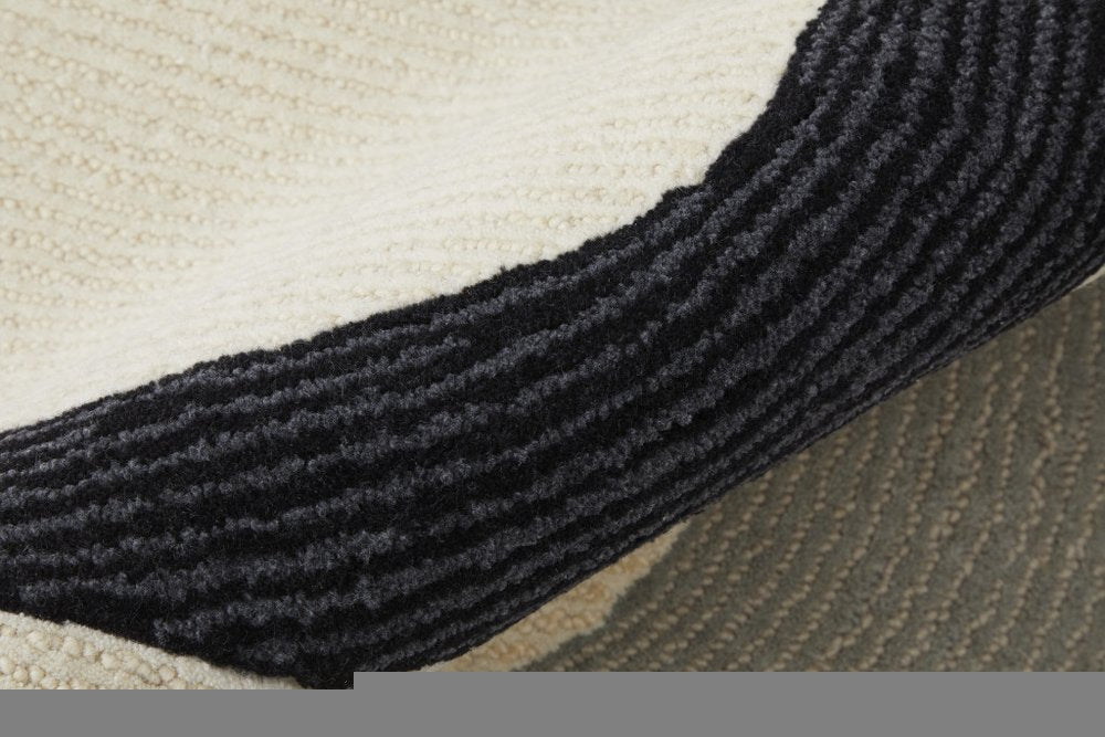 4' X 6' Gray and Ivory Wool Abstract Hand Tufted Area Rug