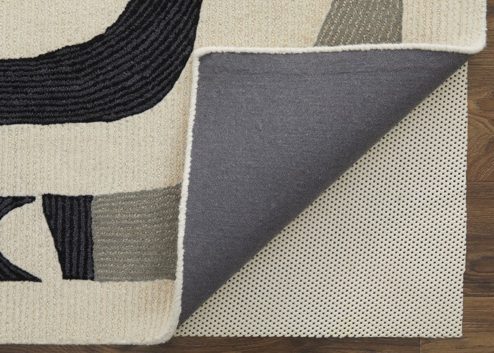 5' X 8' Gray and Ivory Wool Abstract Hand Tufted Area Rug