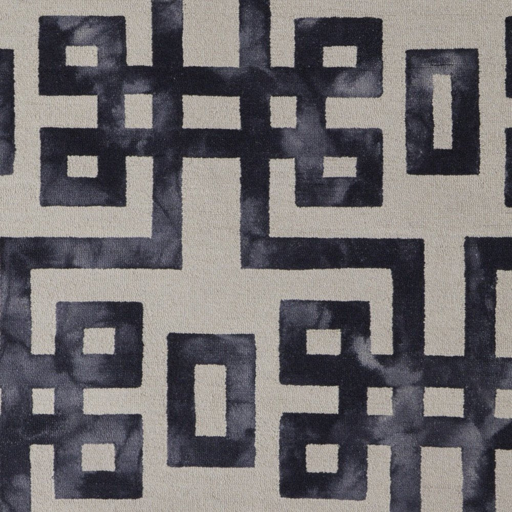 10' X 14' Black And Ivory Wool Geometric Hand Tufted Area Rug