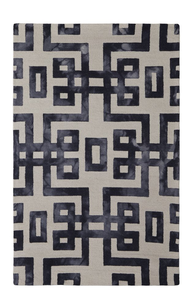 10' X 14' Black And Ivory Wool Geometric Hand Tufted Area Rug