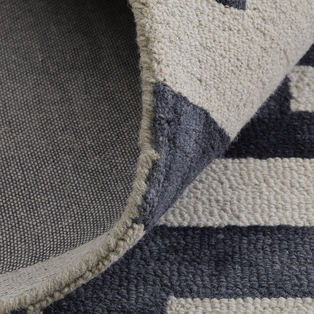 10' X 14' Black And Ivory Wool Geometric Hand Tufted Area Rug