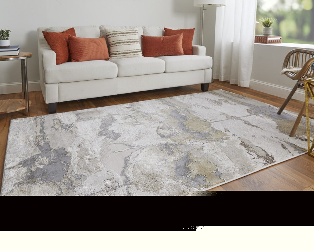 2' X 3' Ivory Brown And Gray Abstract Area Rug