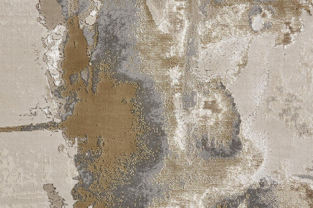 2' X 3' Ivory Brown And Gray Abstract Area Rug