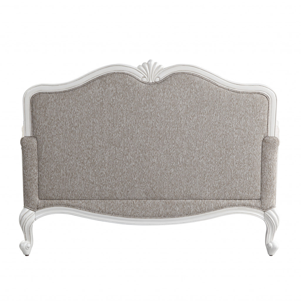 64" Beige 100% Linen And White Love Seat