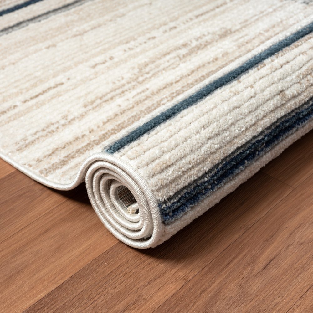 5' X 7' Ivory Blue and Gray Geometric Area Rug