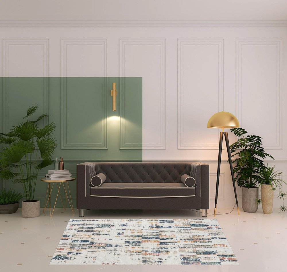 5' X 7' Blue Abstract Area Rug