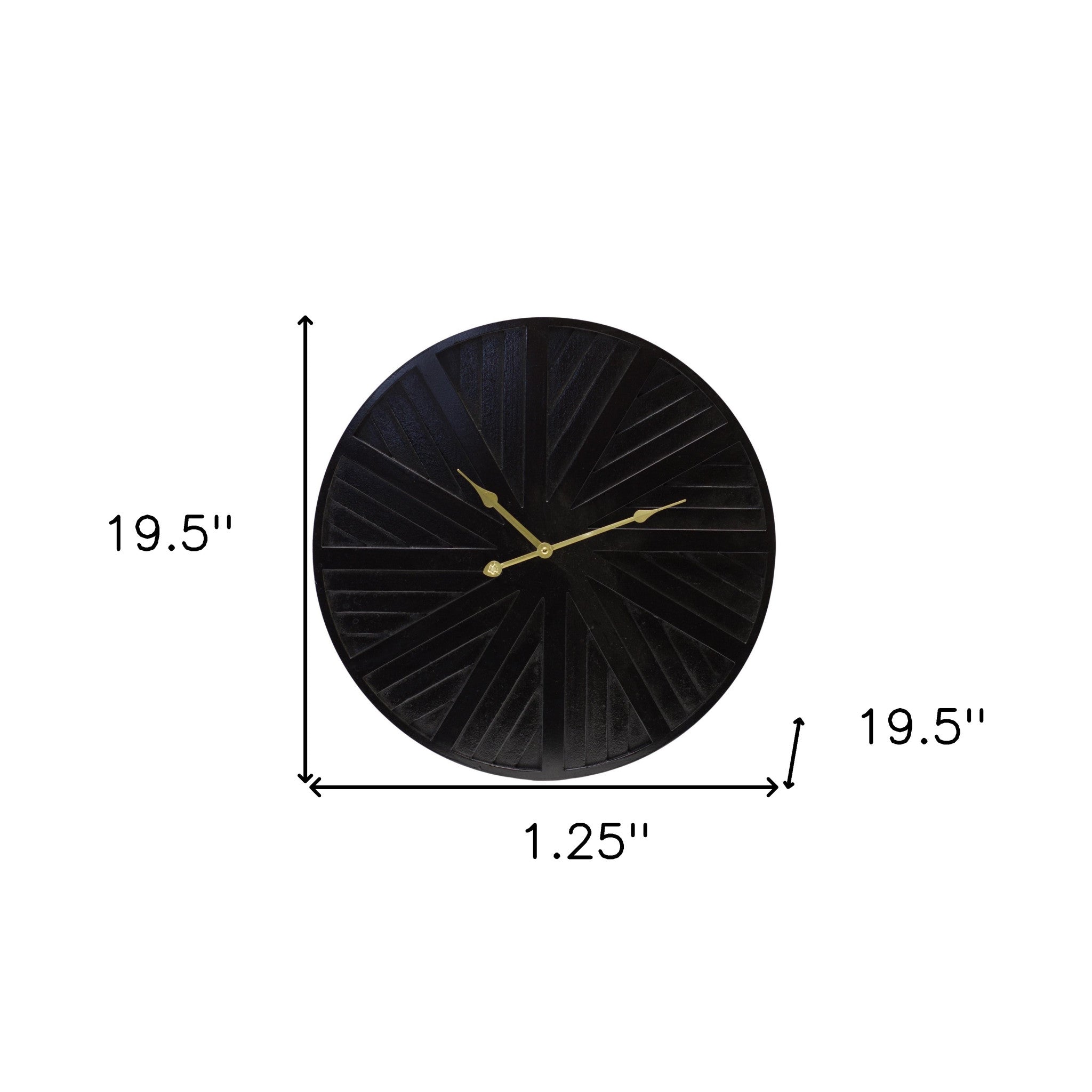 20" Circle Black Wood and Solid Wood Analog Wall Clock