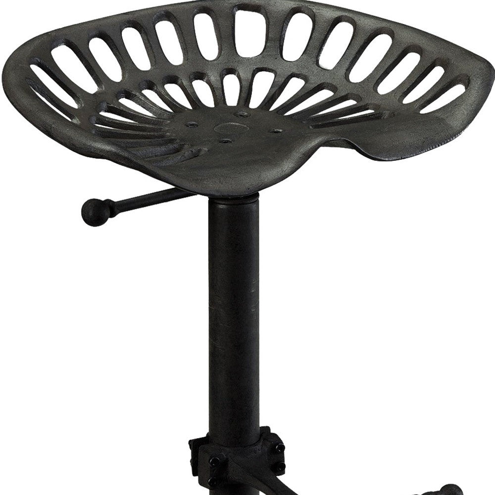 Black Iron Backless Adjustable Height Bar Chair