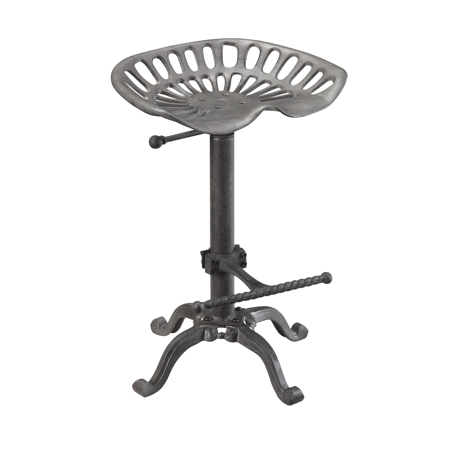 Gray Iron Backless Adjustable Height Bar Chair