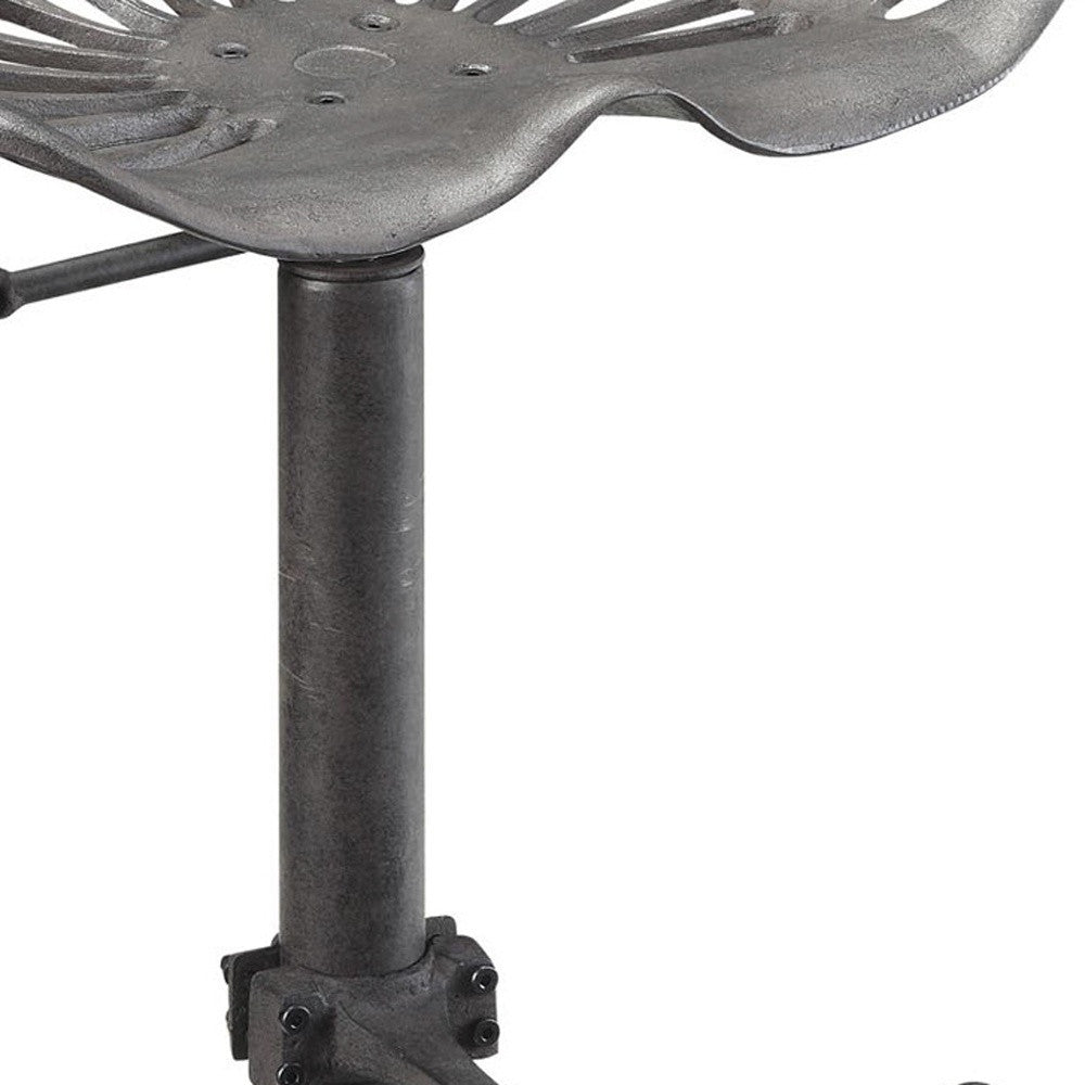 Gray Iron Backless Adjustable Height Bar Chair