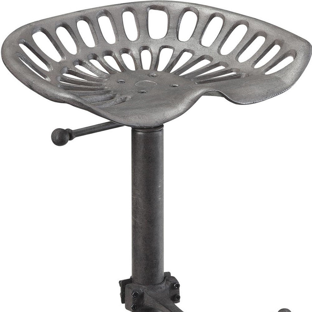 Gray Iron Backless Adjustable Height Bar Chair