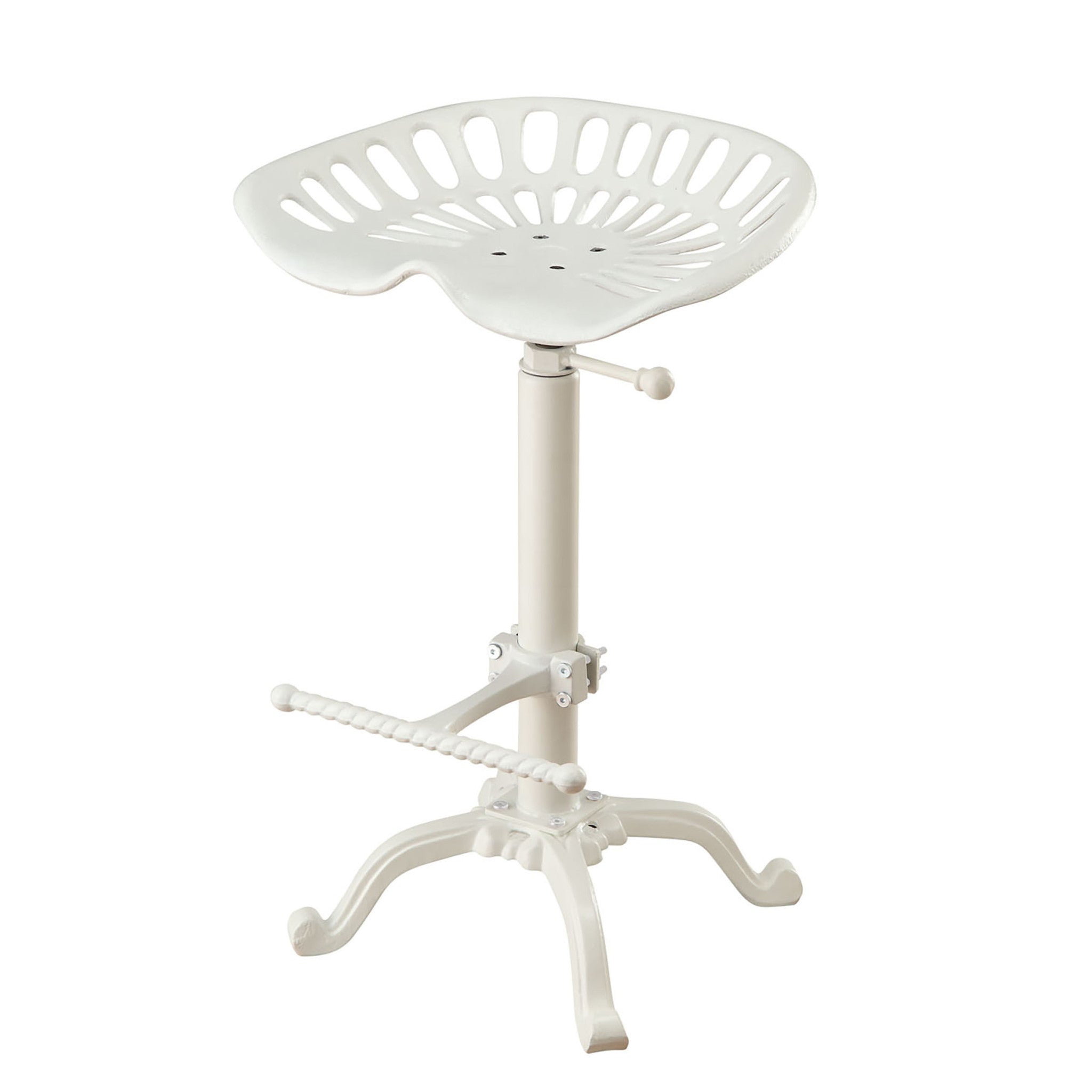 White Iron Backless Adjustable Height Bar Chair
