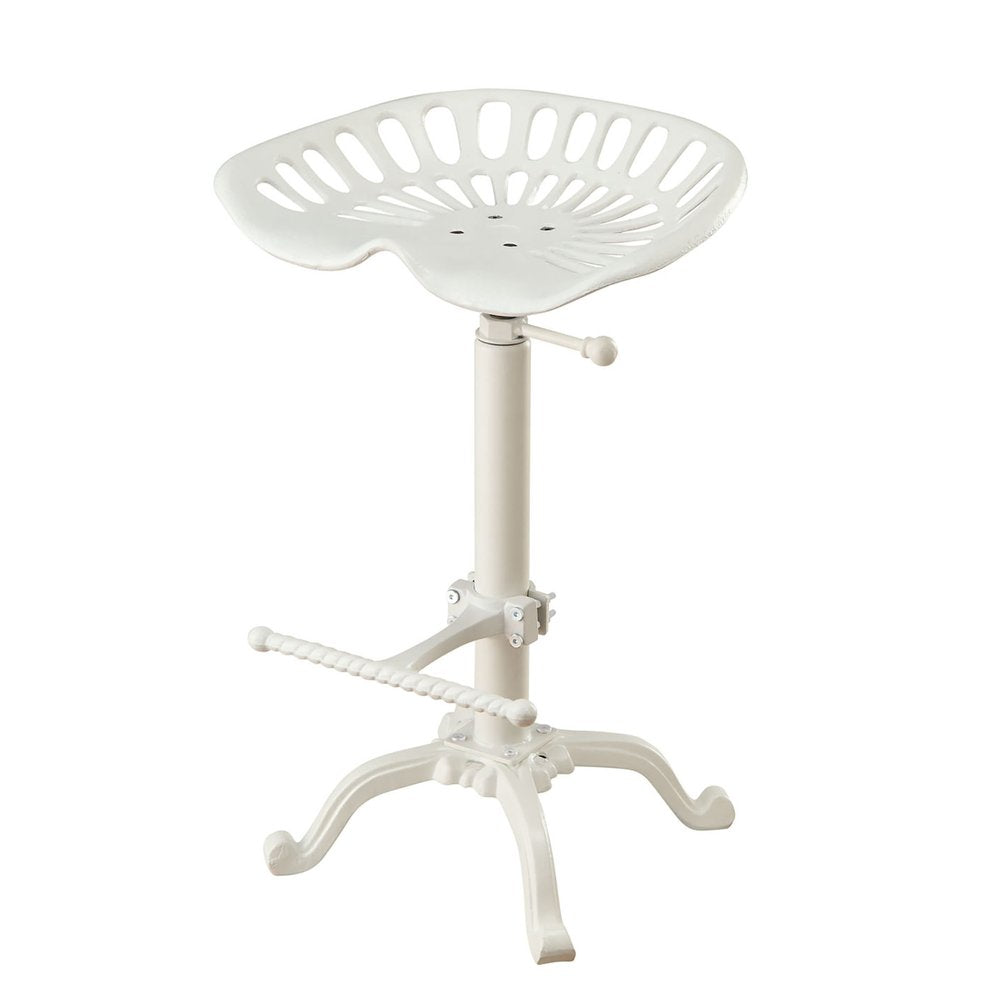 White Iron Backless Adjustable Height Bar Chair