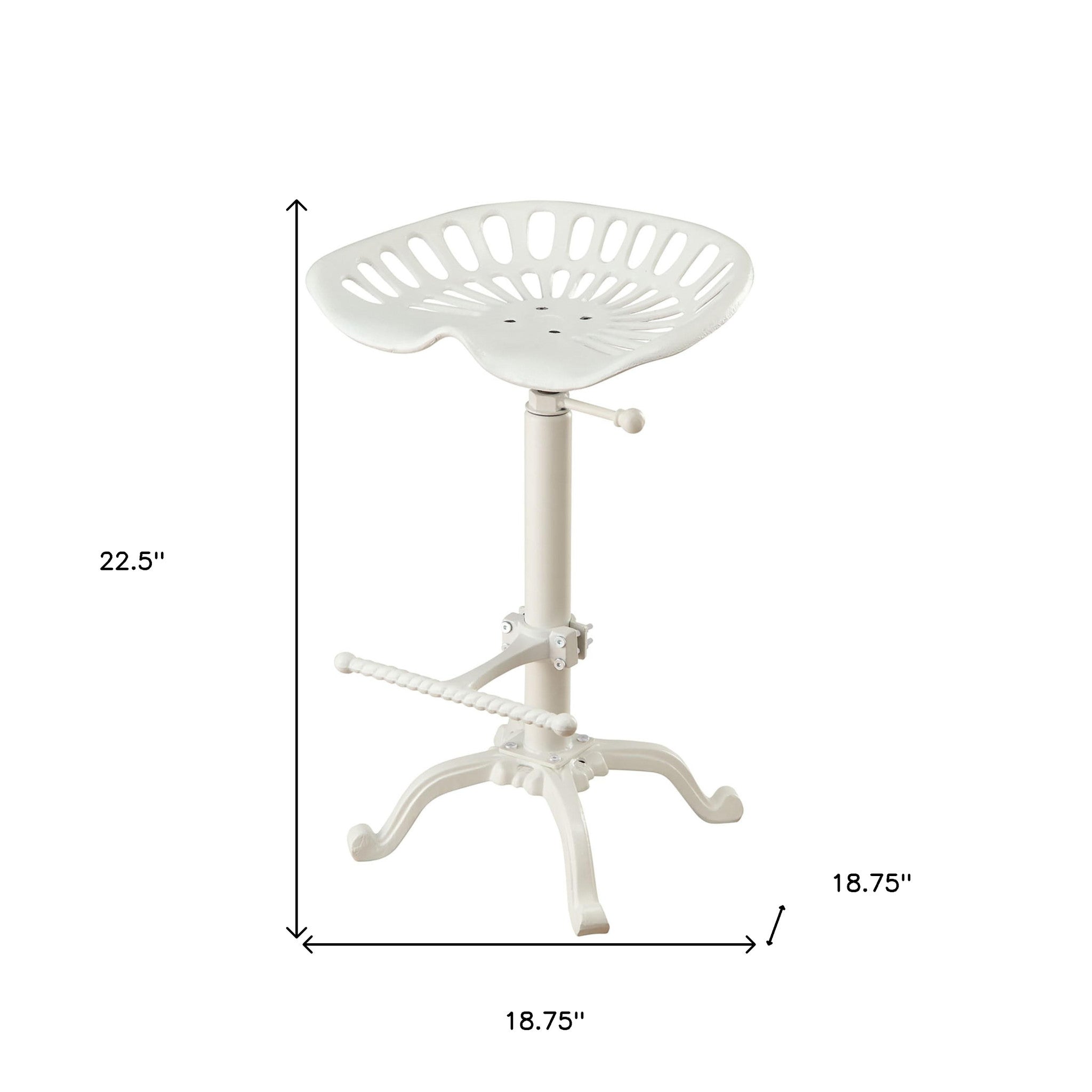 White Iron Backless Adjustable Height Bar Chair