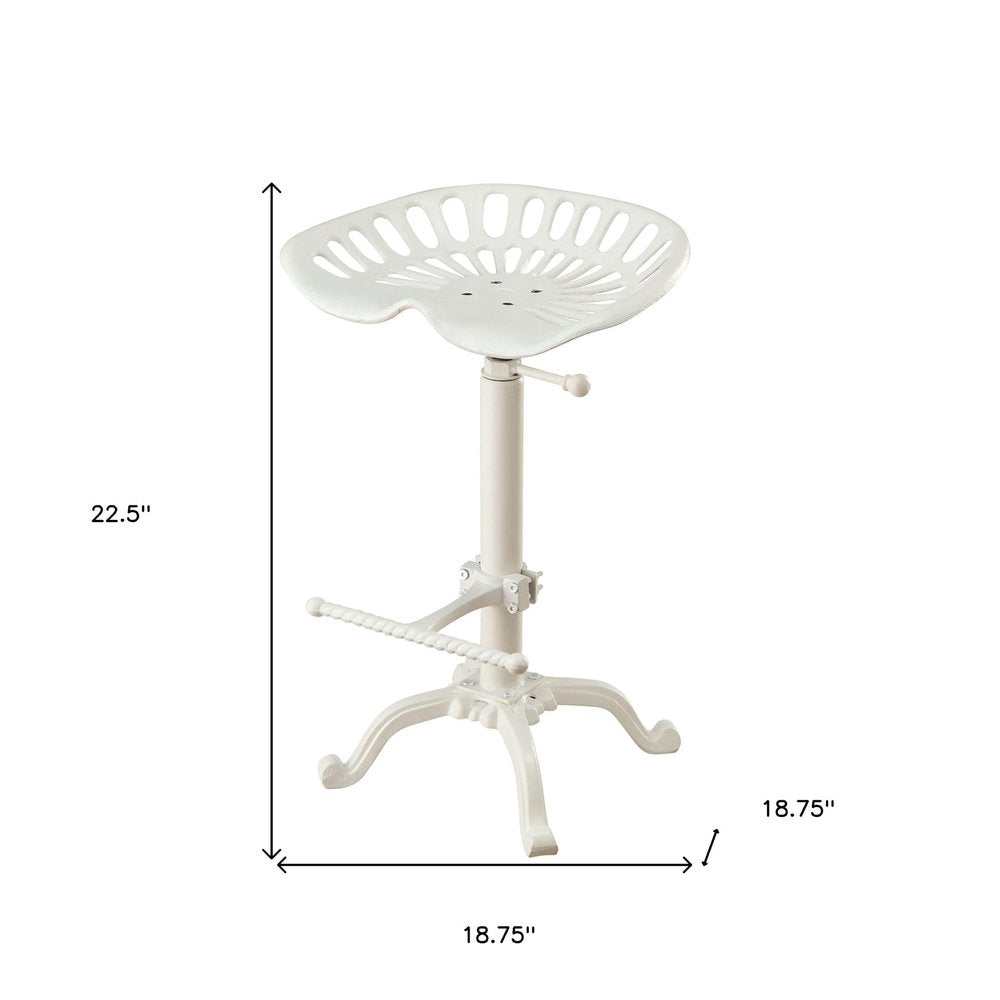 White Iron Backless Adjustable Height Bar Chair