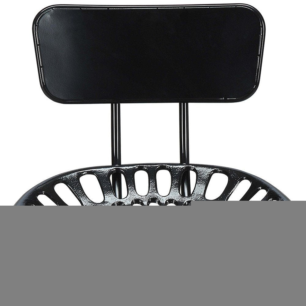 37" Black Iron Low Back Bar Height Bar Chair