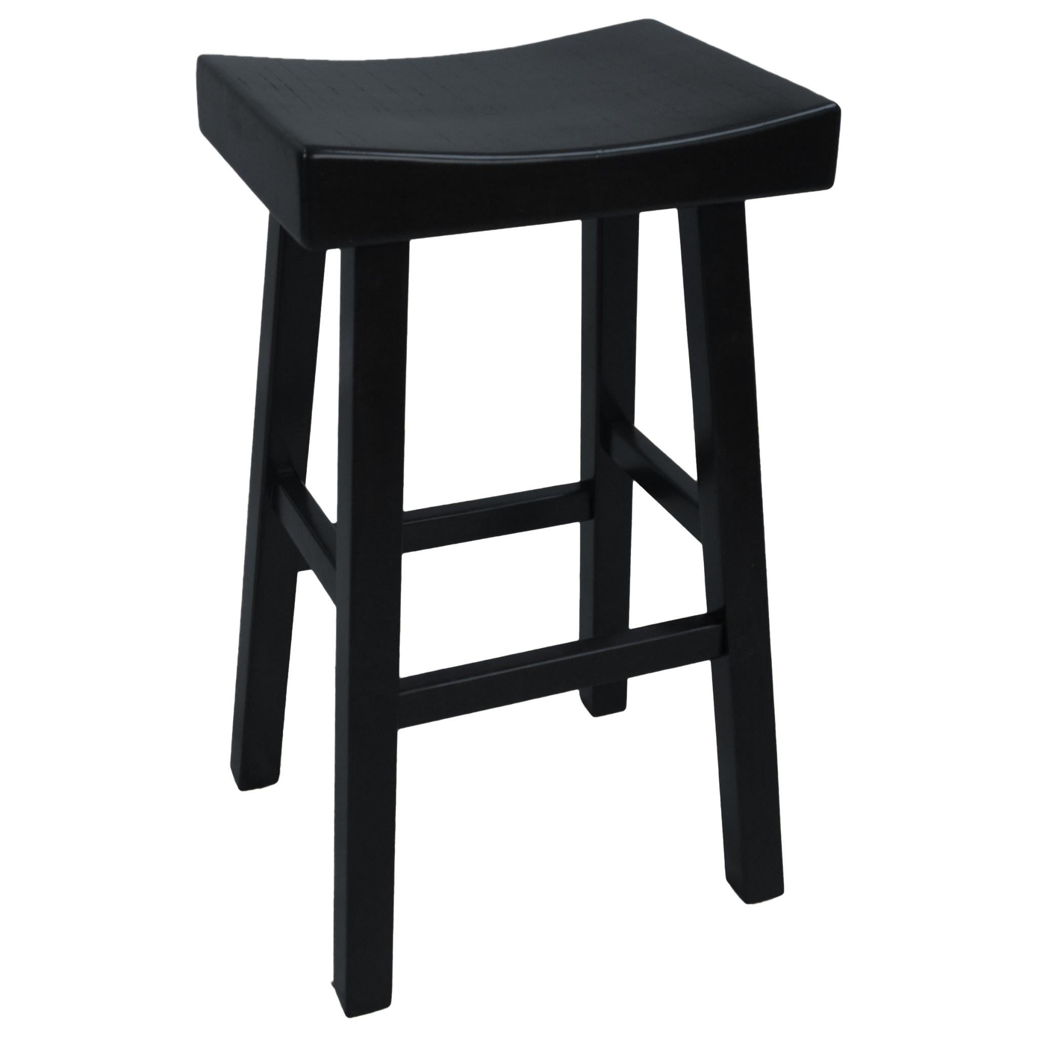 30" Black Solid Wood Backless Bar Height Bar Chair