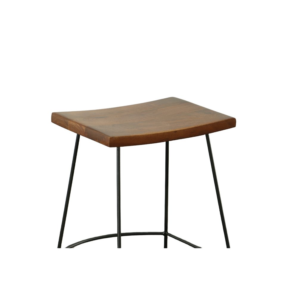 Set of Two 25" Chestnut and Black Solid Wood and Steel Backless Counter Height Bar Chairs