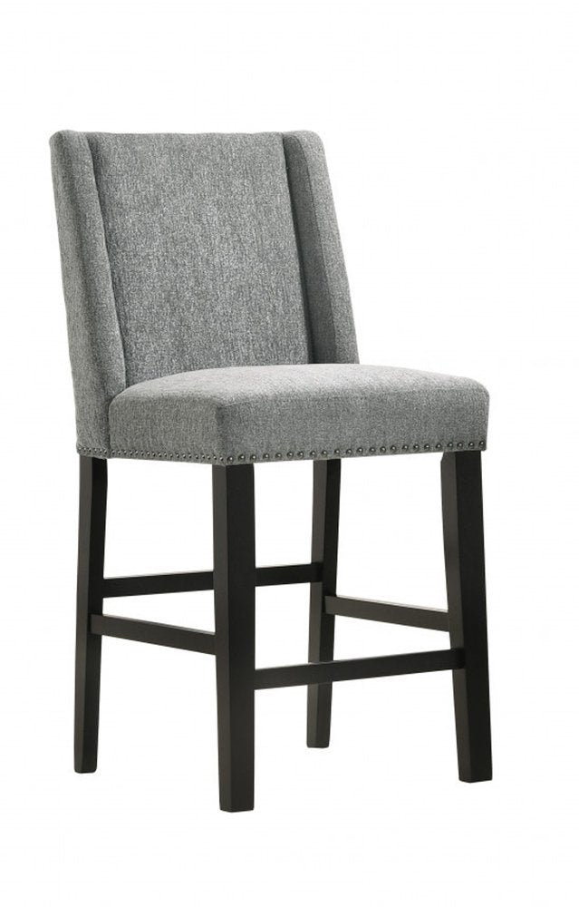 Set of Two 42" Charcoal and Espresso Solid Wood Bar Chairs
