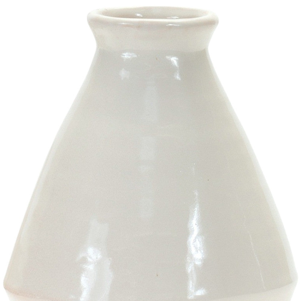 Set Of Two 6.25" Terracotta White Round Table vase