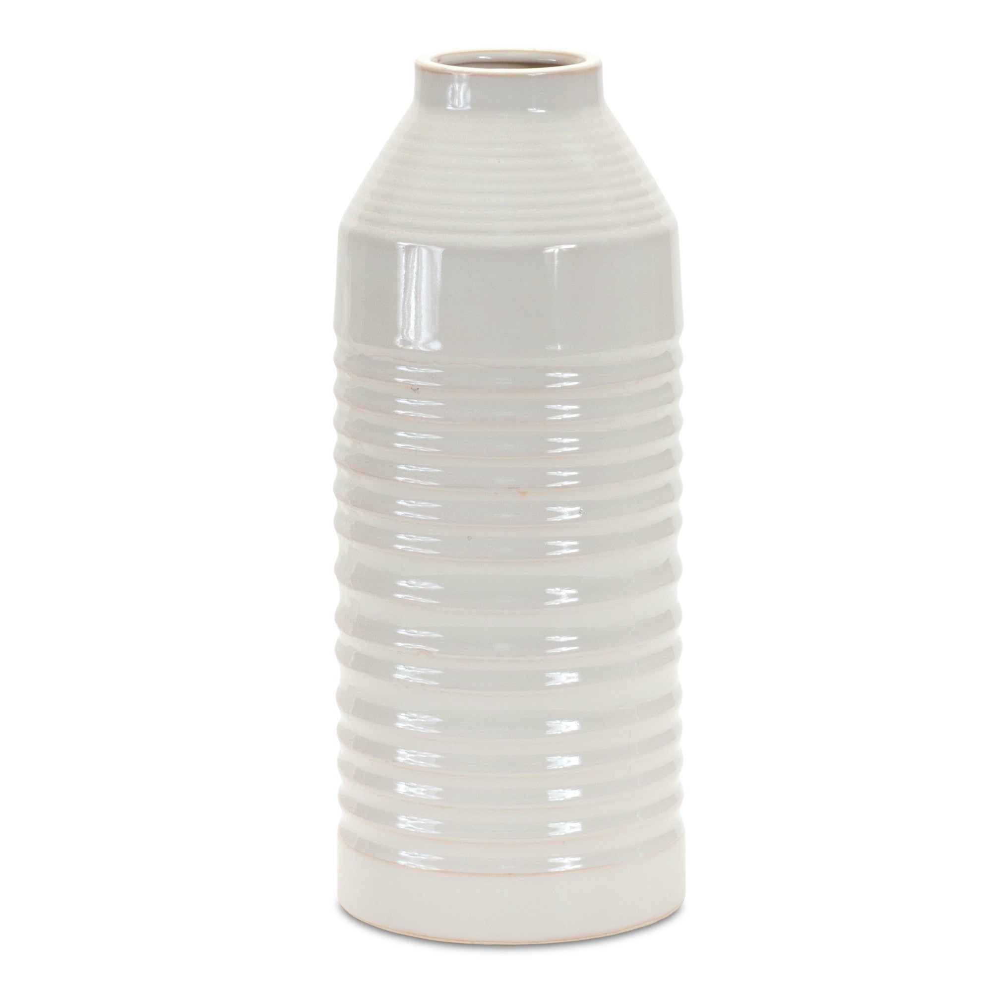 14.75" Terracotta White Round Table vase