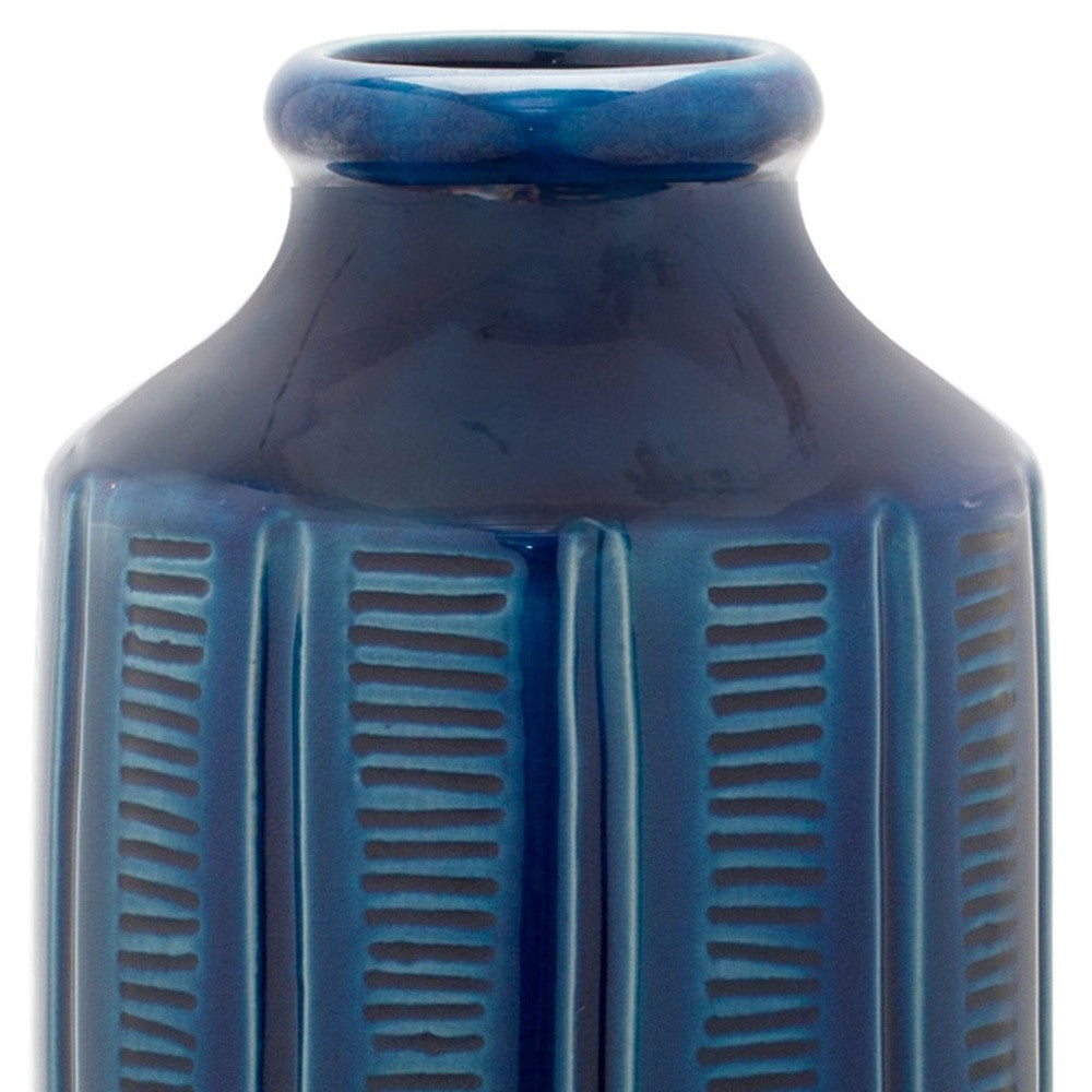 10.5" Terracotta Blue Round Table vase