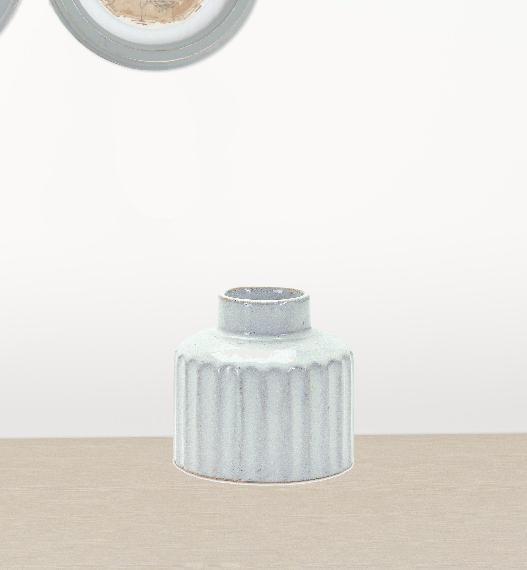 Set Of Two 5.25" Porcelain White Round Table vase
