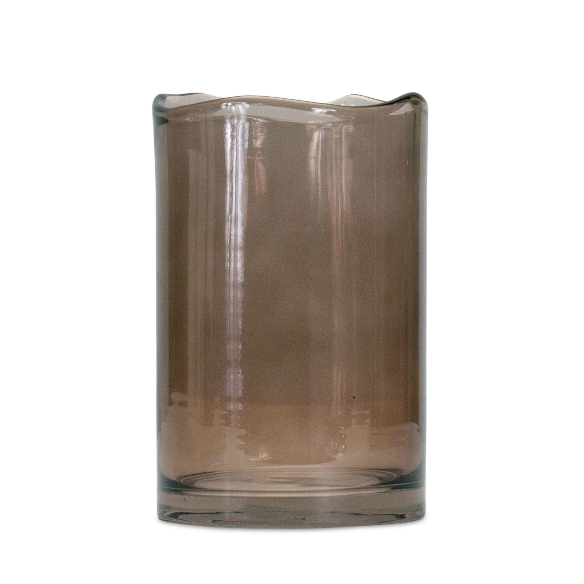 8" Crystal Glass Gray Round Table vase