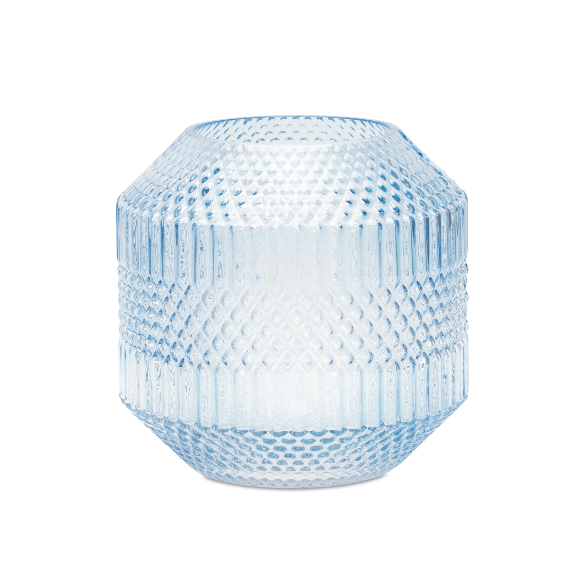 6.5" Crystal Glass Blue Round Table vase
