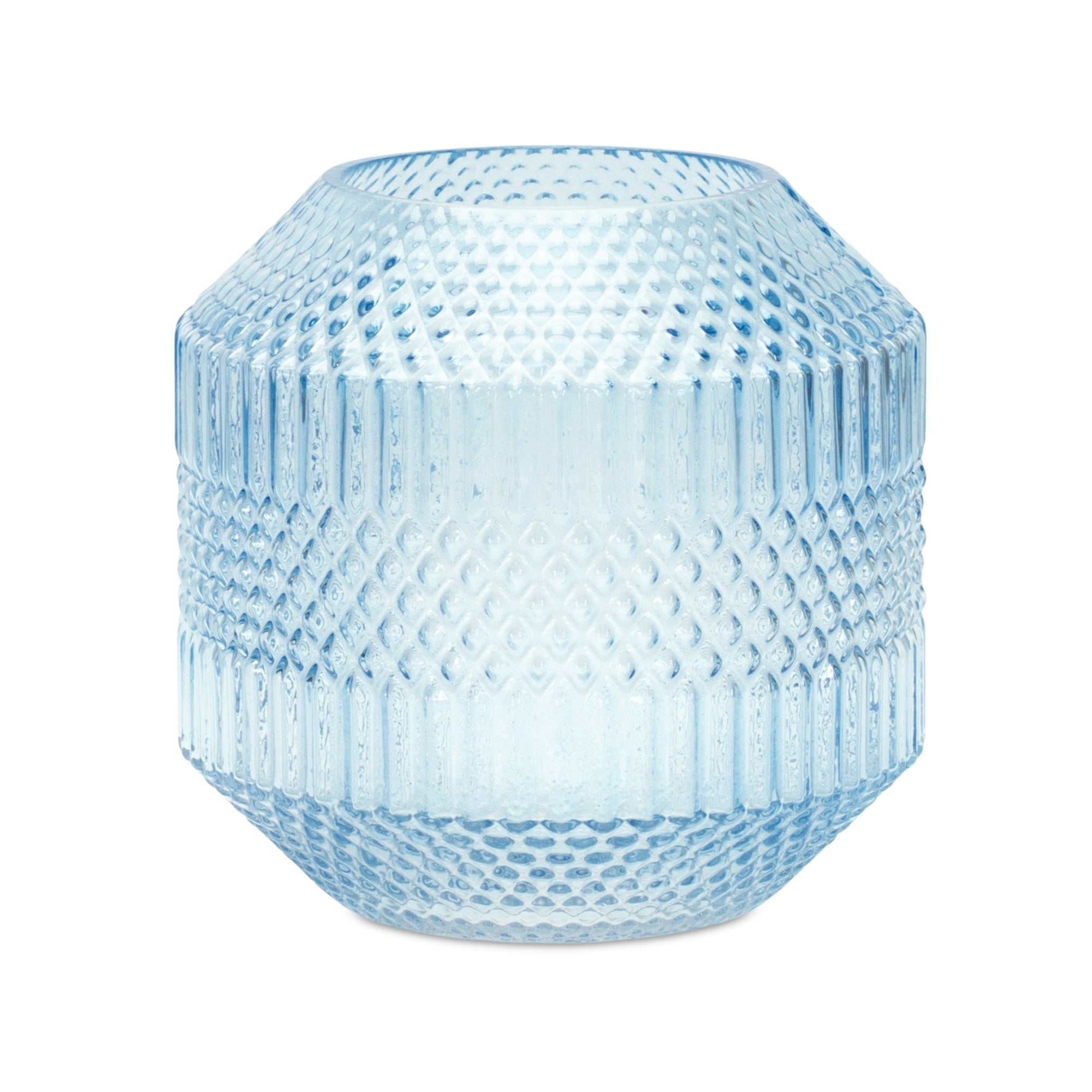 8" Crystal Glass Blue Round Table vase