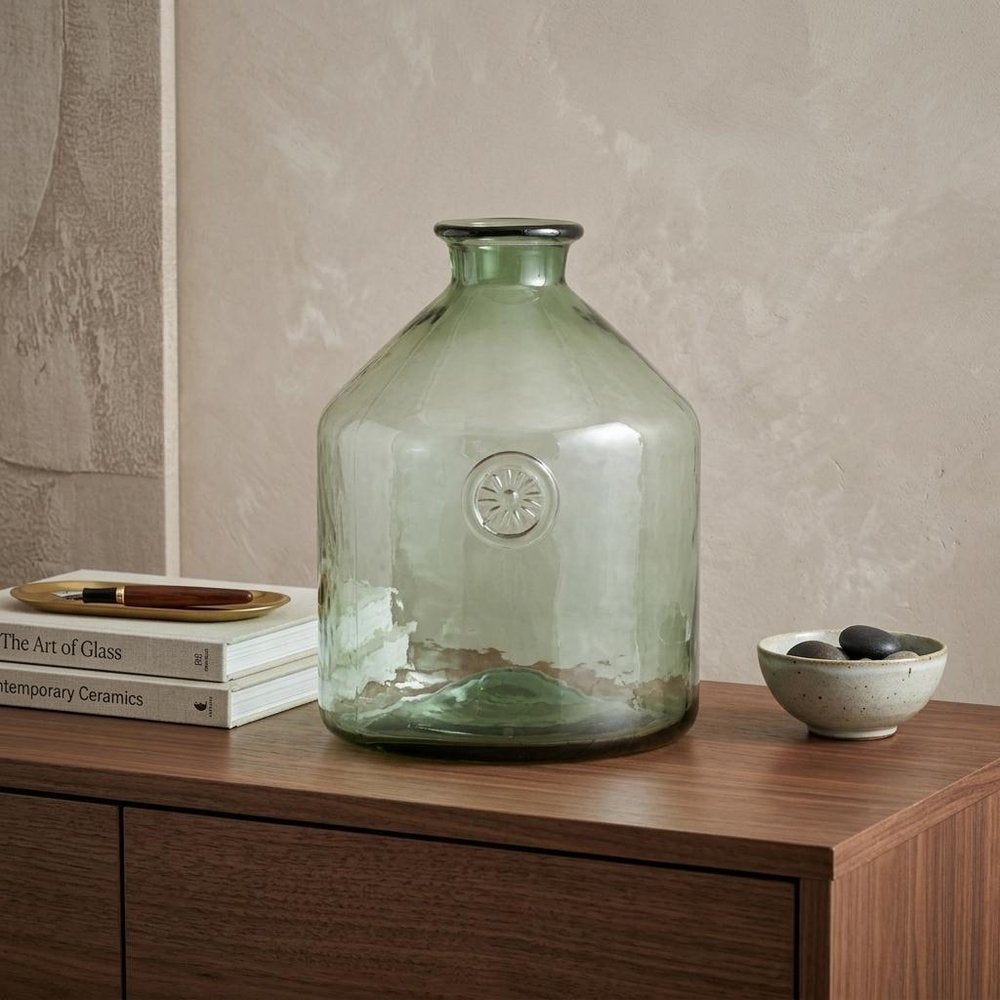9" Sage Green Cylinder Glass Table Vase
