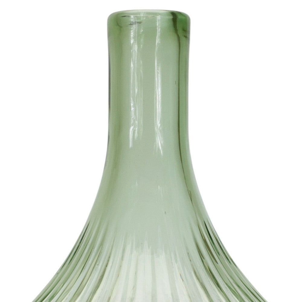 14" Crystal Glass Green Round Table vase