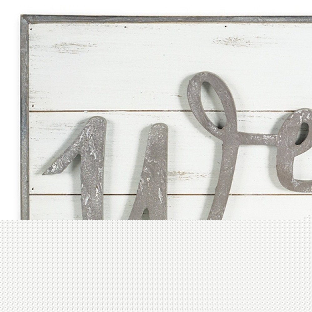 11" X 48" White And Gray Welcome Sign Wood Wall Decor