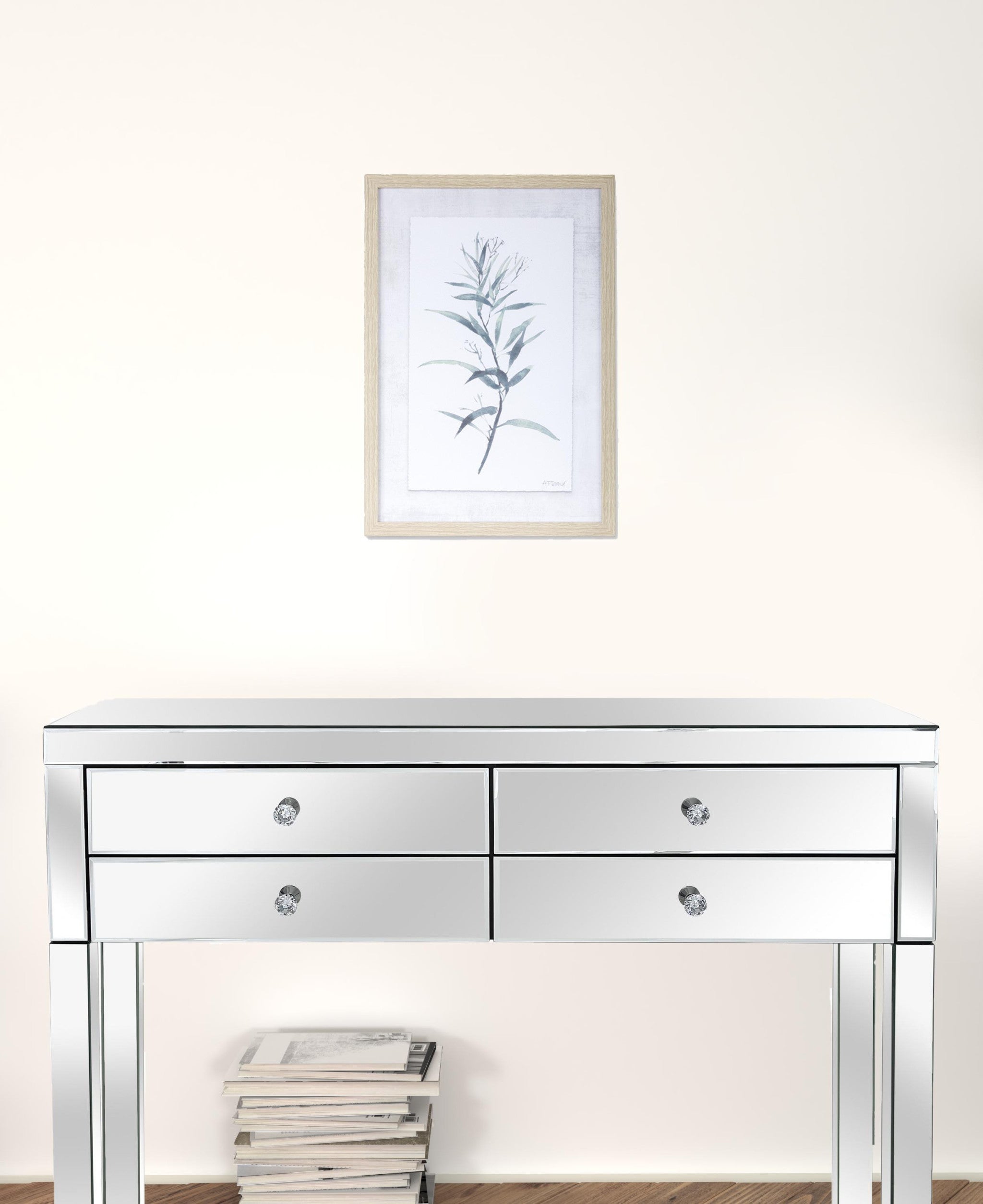 Set of Two Natural And Gray Leaf Floral Framed Art