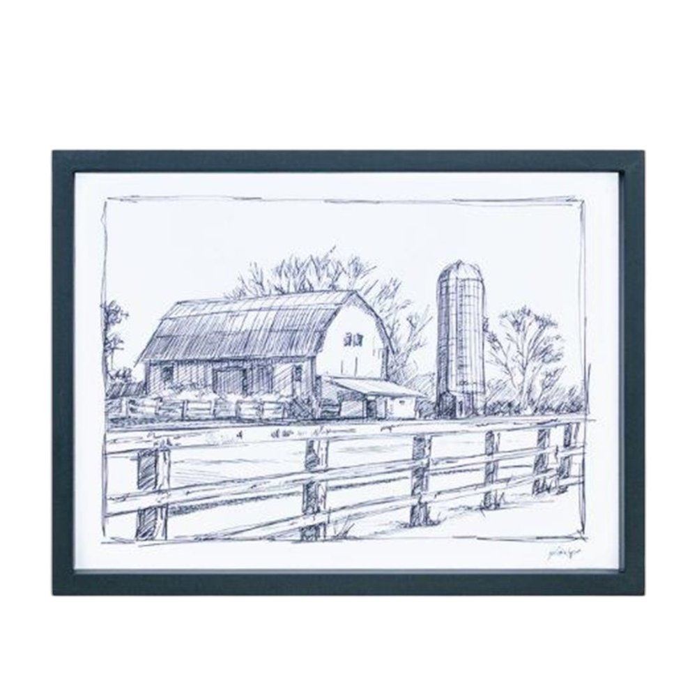 Set of Two Black And White Framed Art