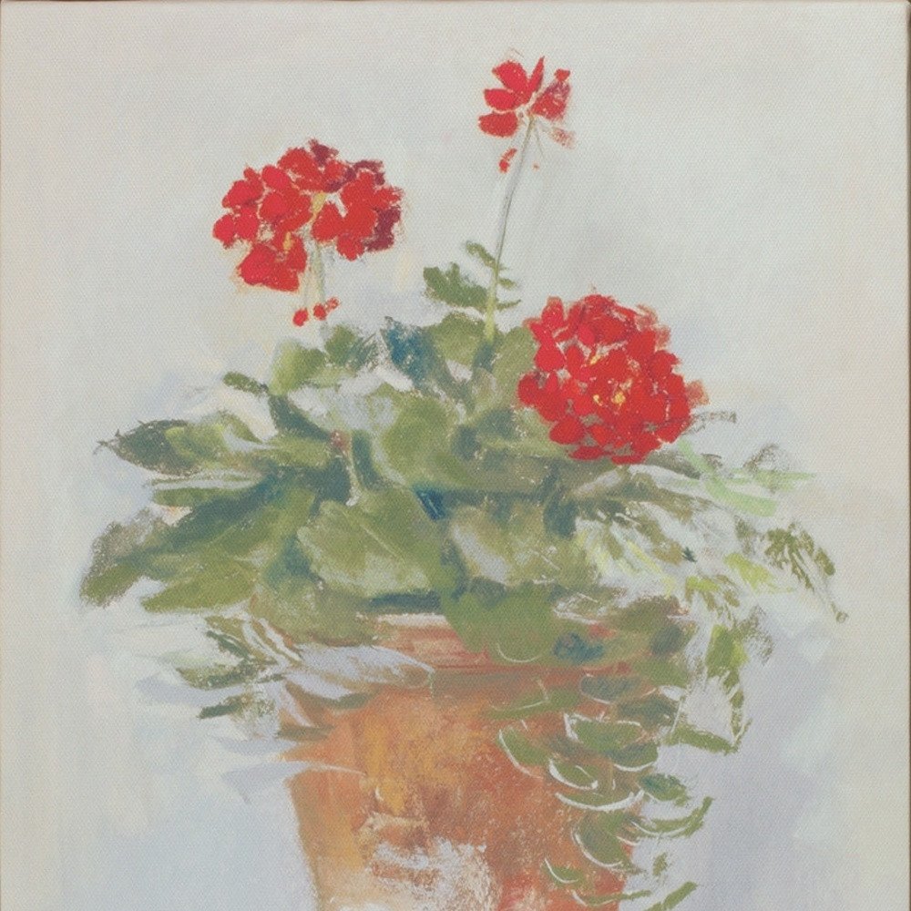 Set of Two White Brown And Red Flower Framed Art