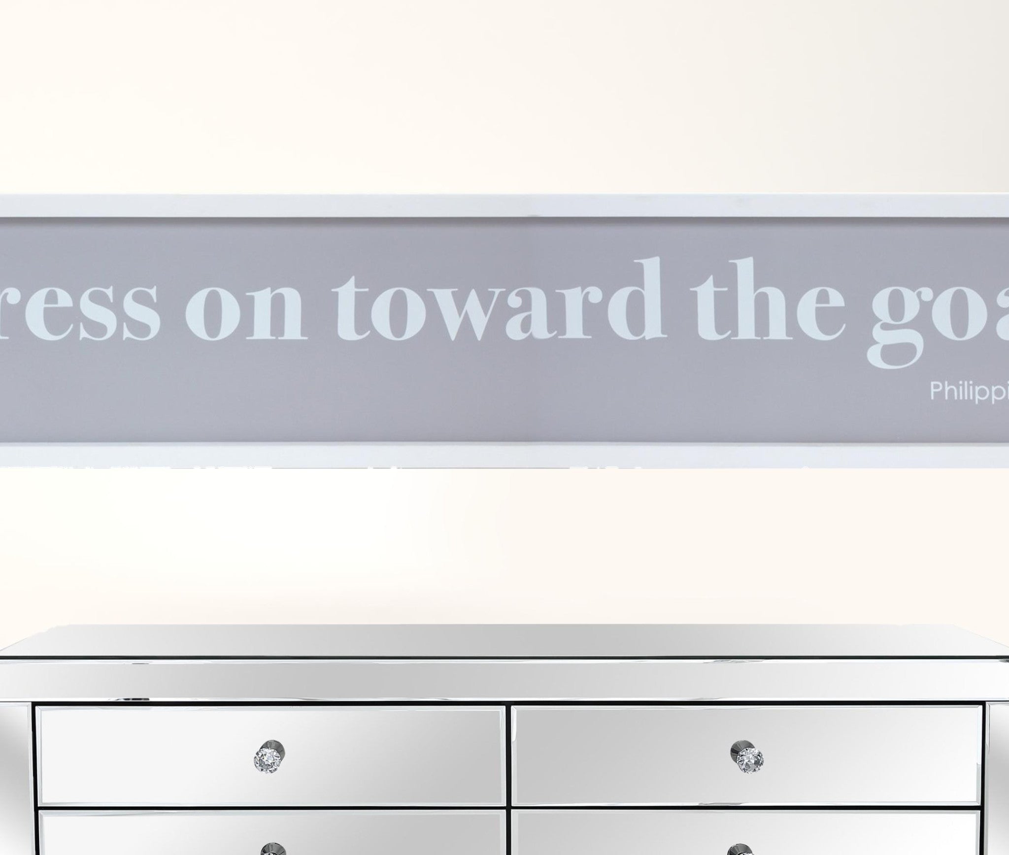 10" X 25" White And Gray Press On Toward The Goal Wall Decor