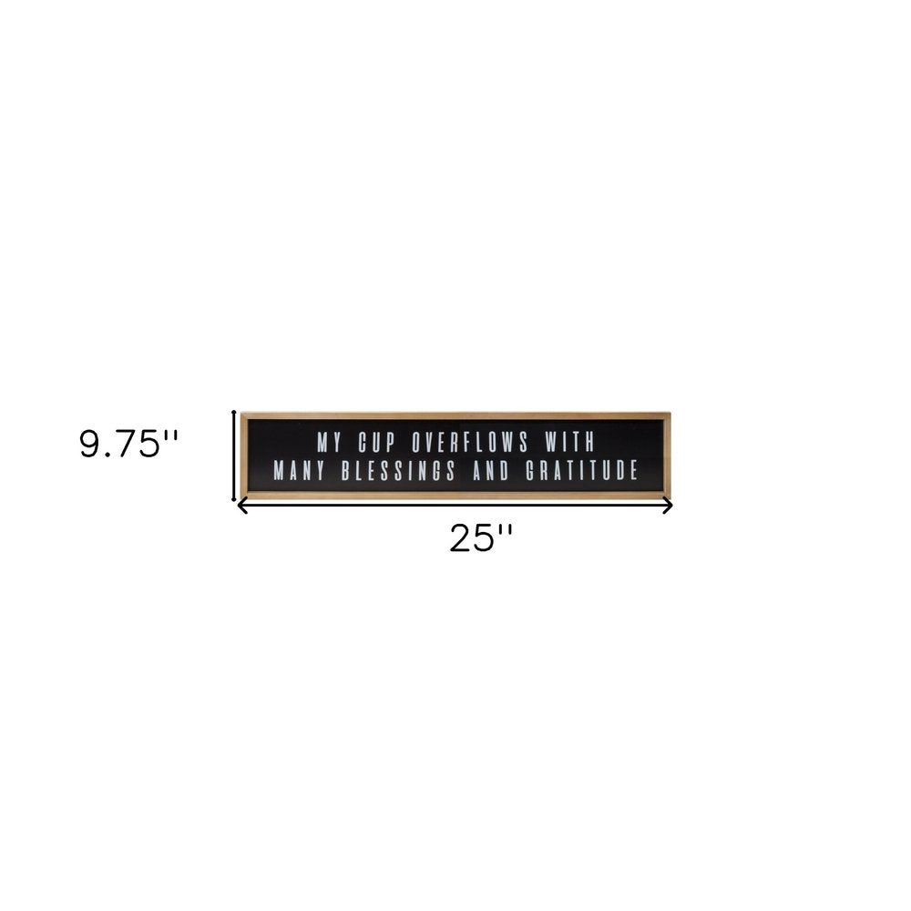 10" X 25" Natural Black And White Sentiment Plaque Wood Wall Decor