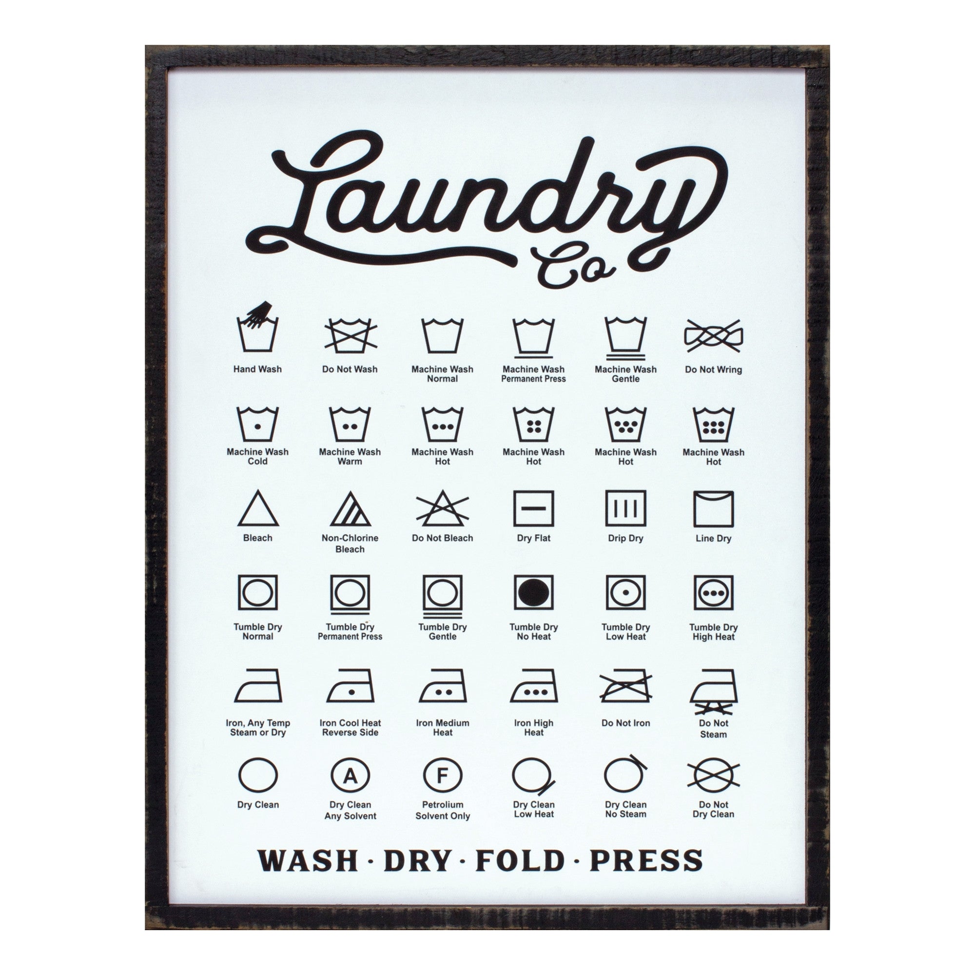 26" X 20" White And Black Laundry Wood Wall Decor
