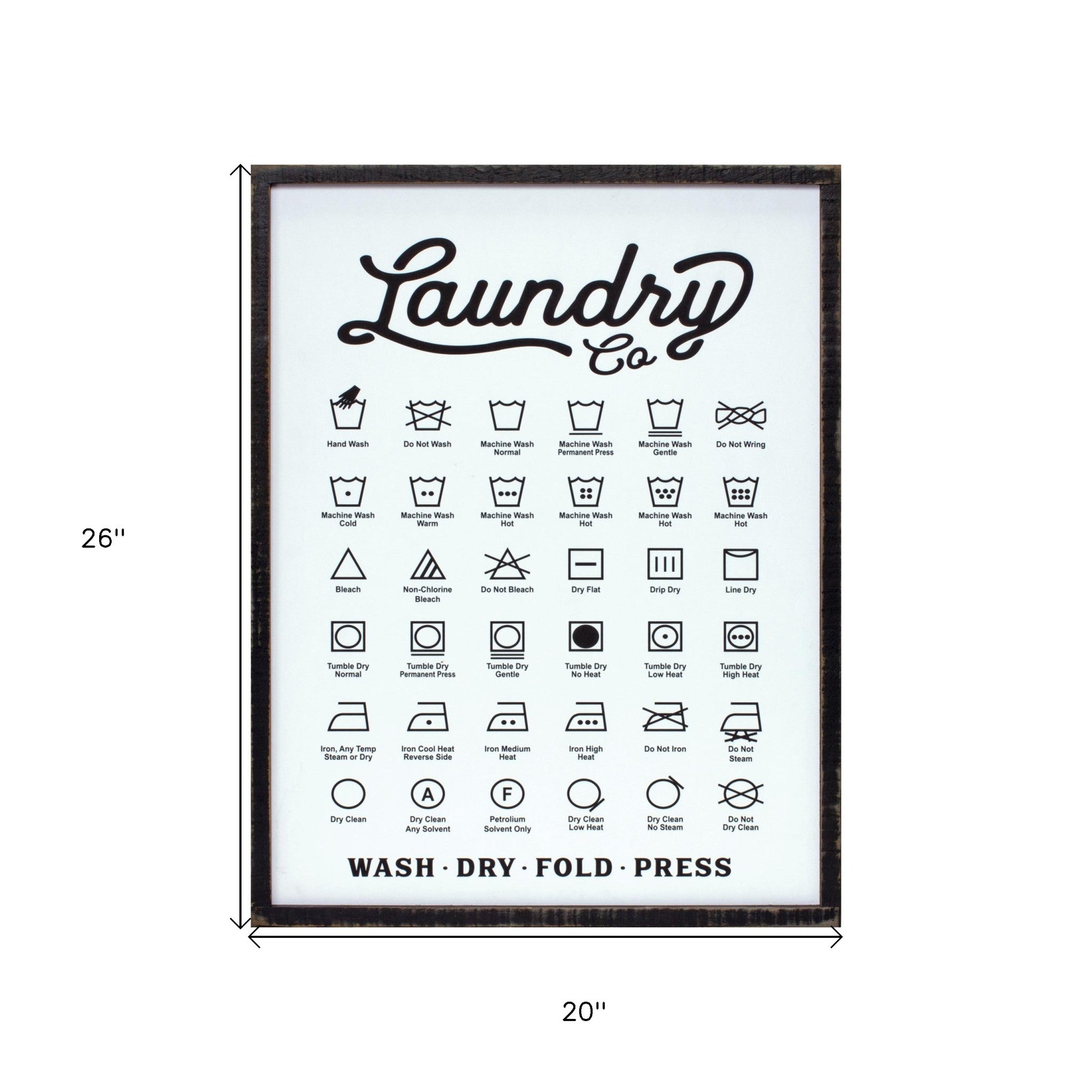 26" X 20" White And Black Laundry Wood Wall Decor