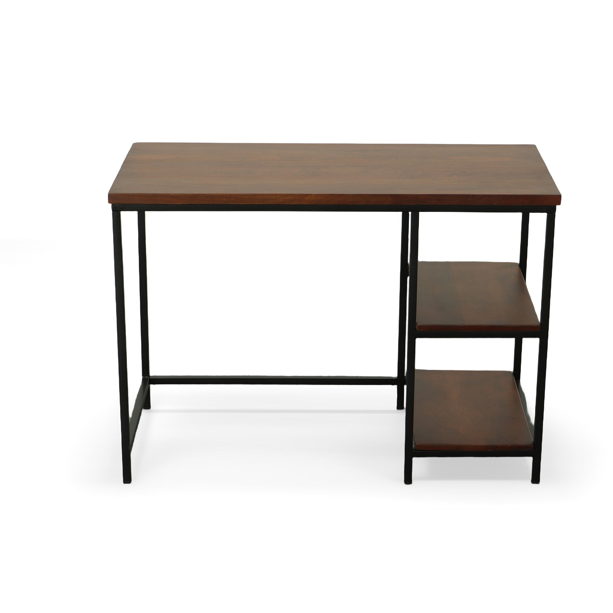42" Chestnut and Black Solid Wood and Stainless Steel Computer Desk