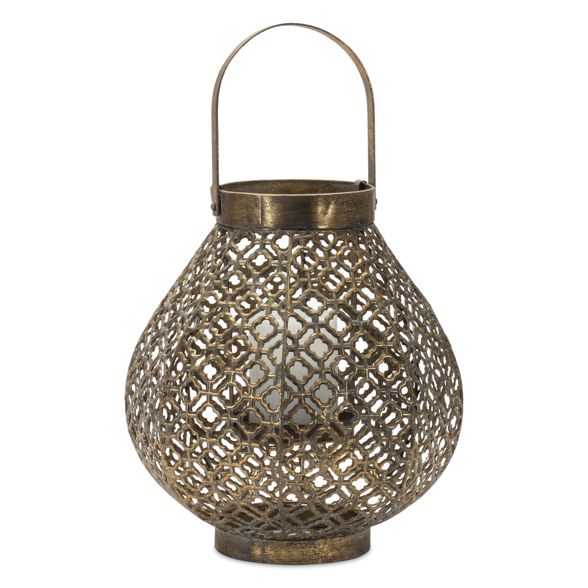 12" Gold Flameless Tabletop Lantern Candle Holder