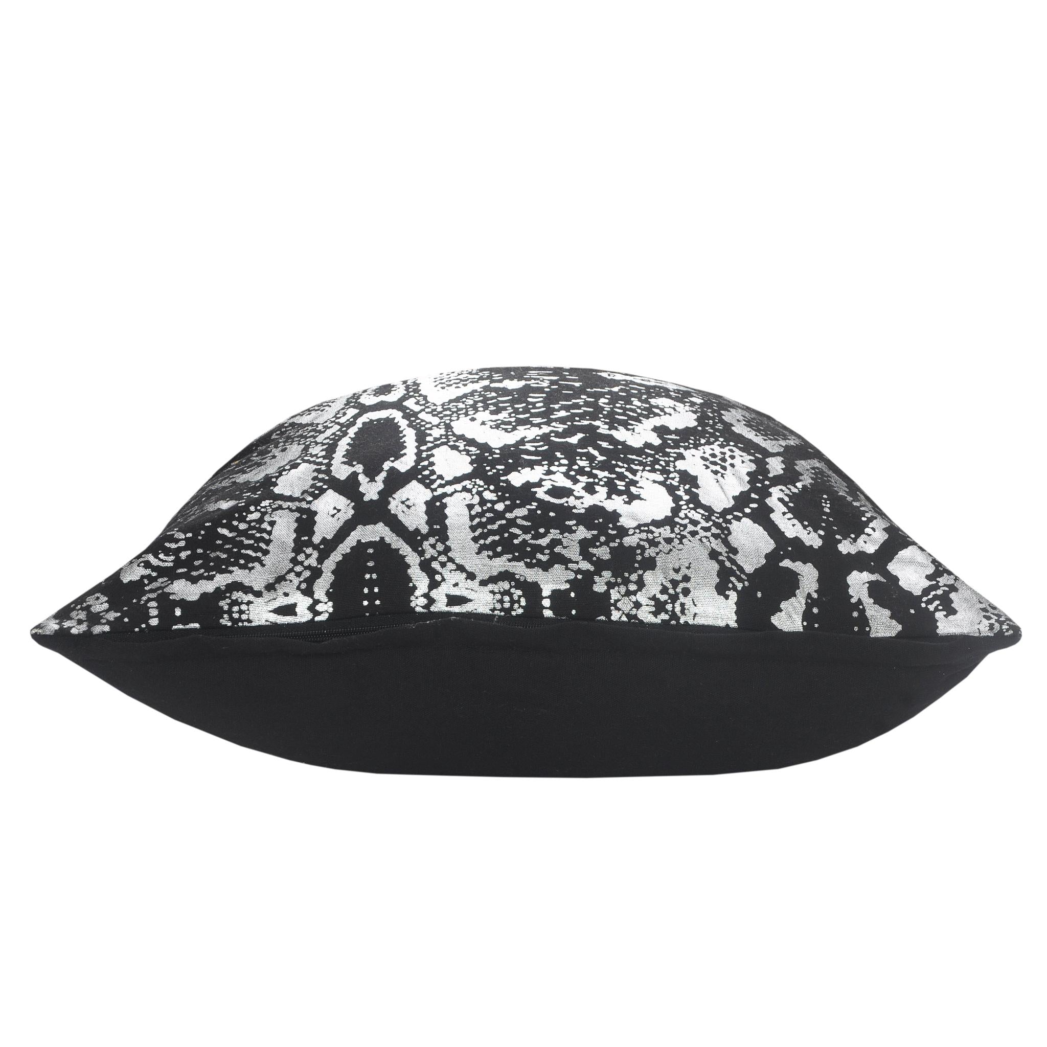 20" Black And Silver Cotton Throw Pillow