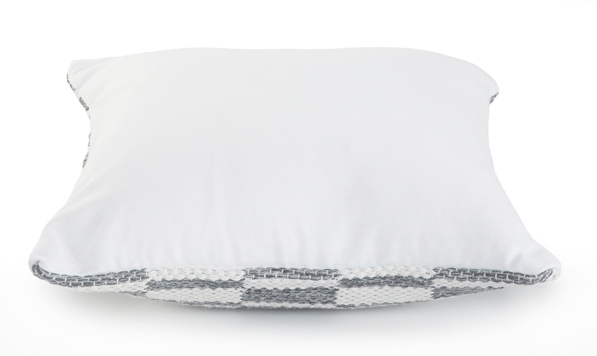 18" X 18" Gray And White 100% Cotton Geometric Zippered Pillow