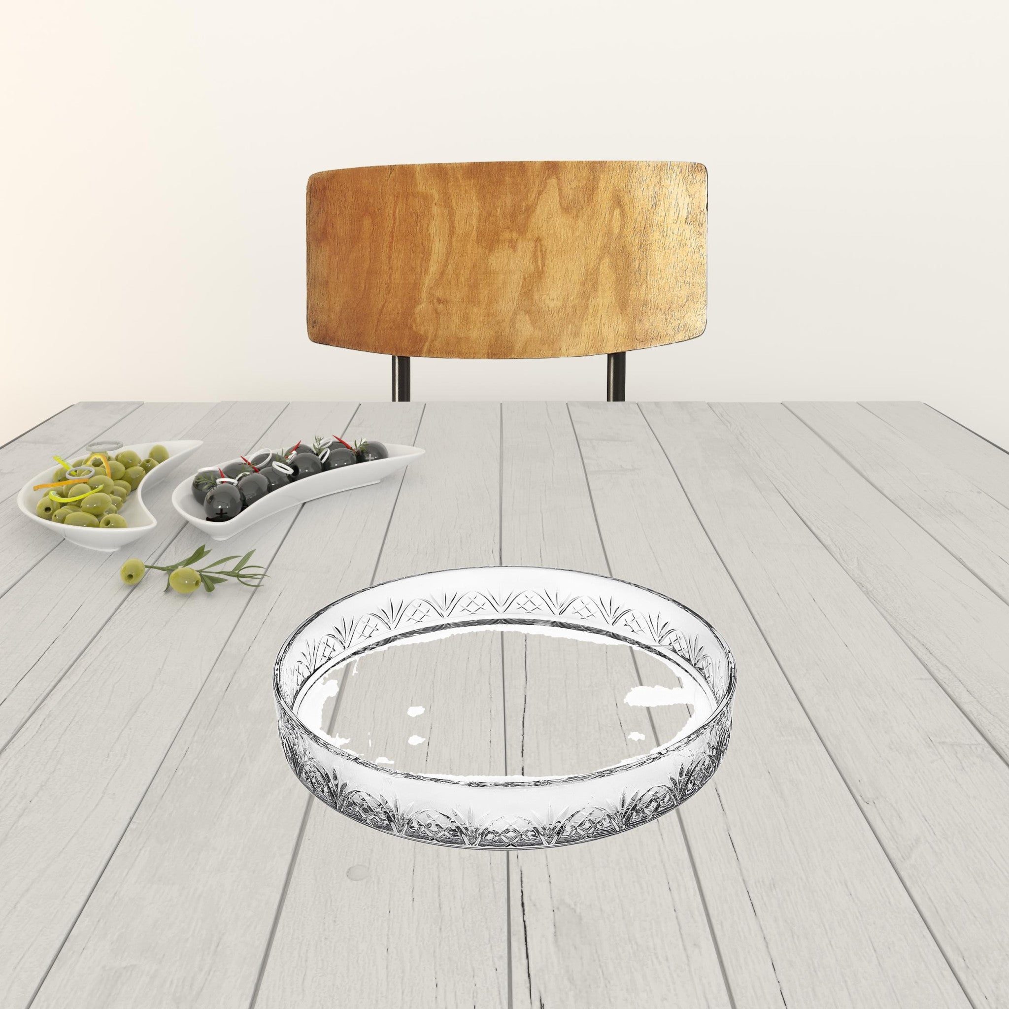 12" Clear Round Cut Crystal Serving Tray