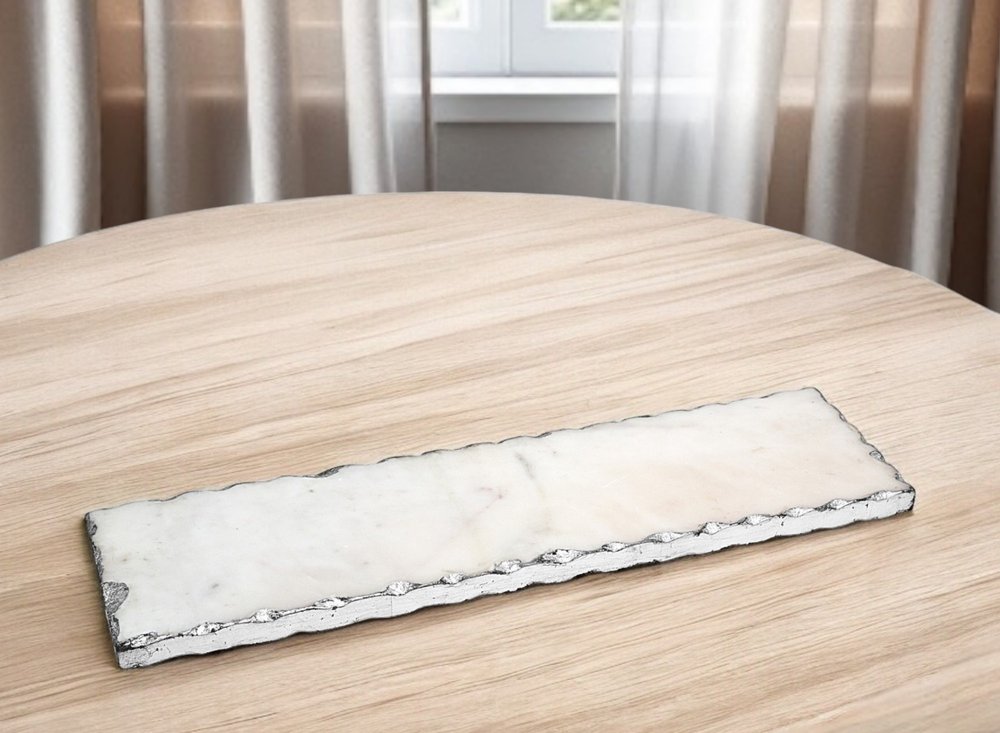 18" White Rectangular Marble Vanity Tray