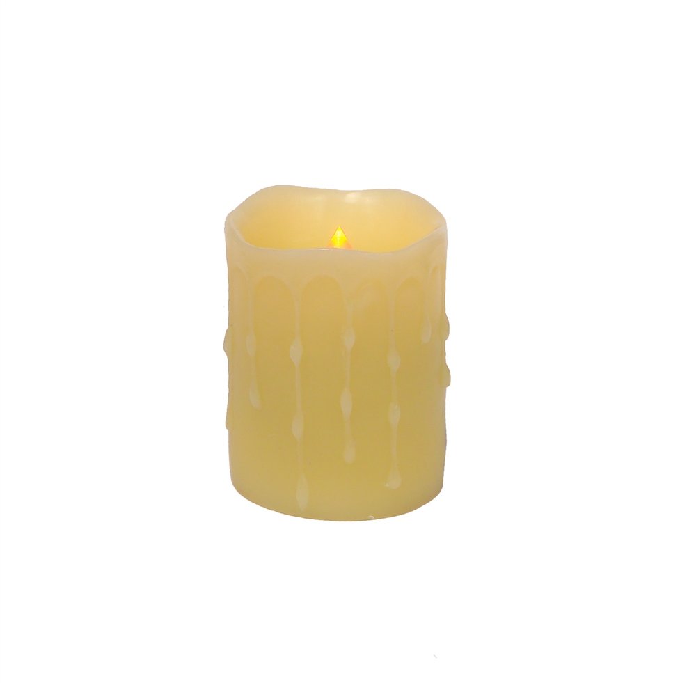Set of Four Yellow Flameless Pillar Candles