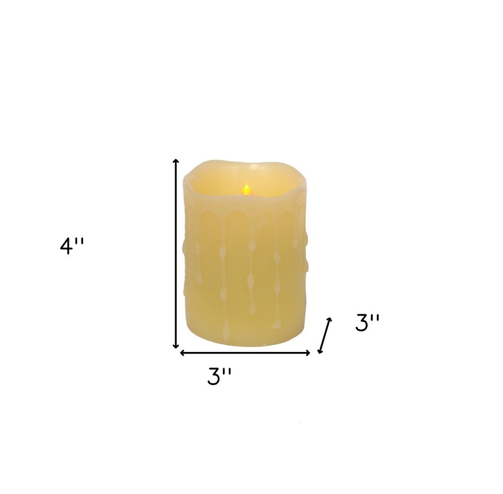 Set of Four Yellow Flameless Pillar Candles