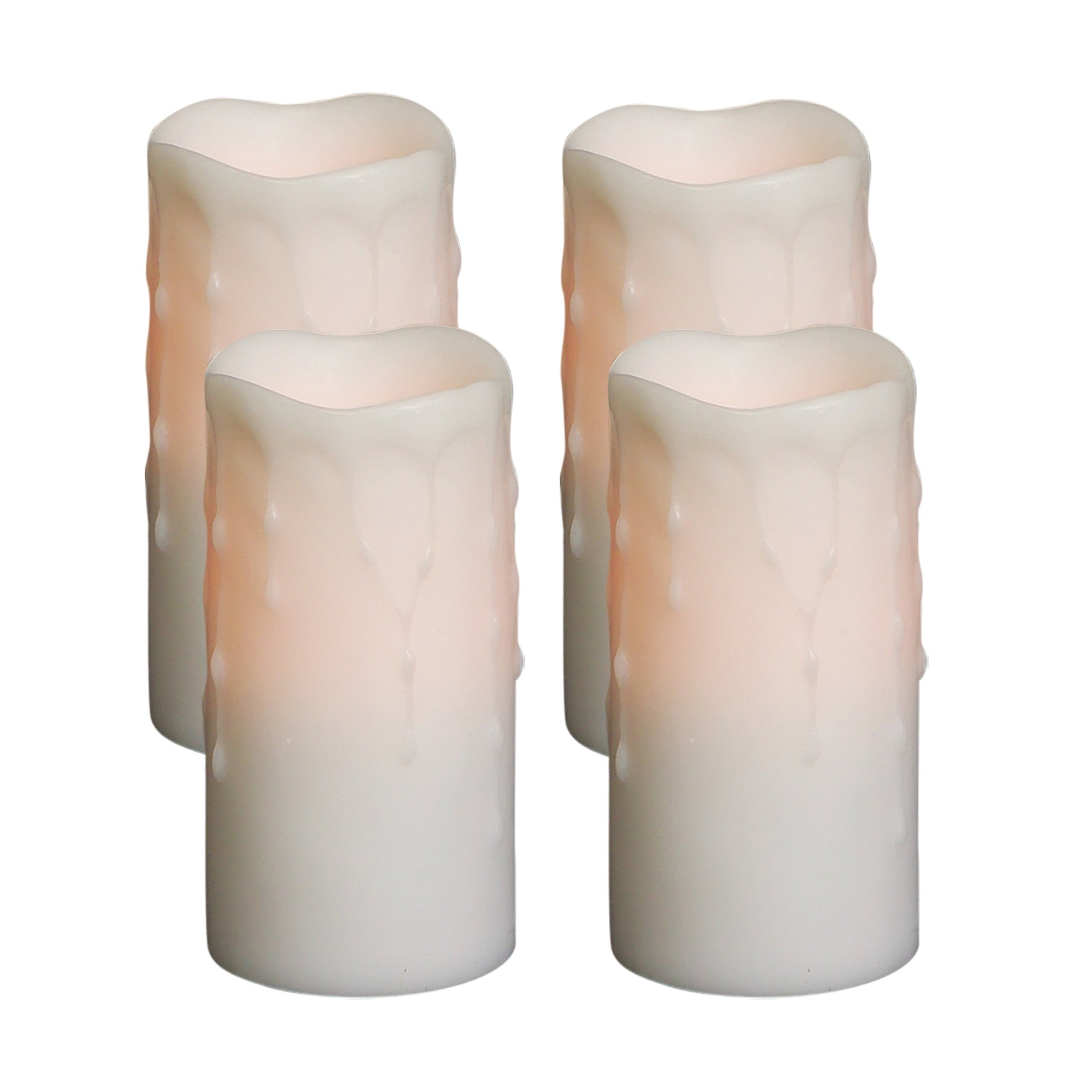Set of Four White Flameless Pillar Candle